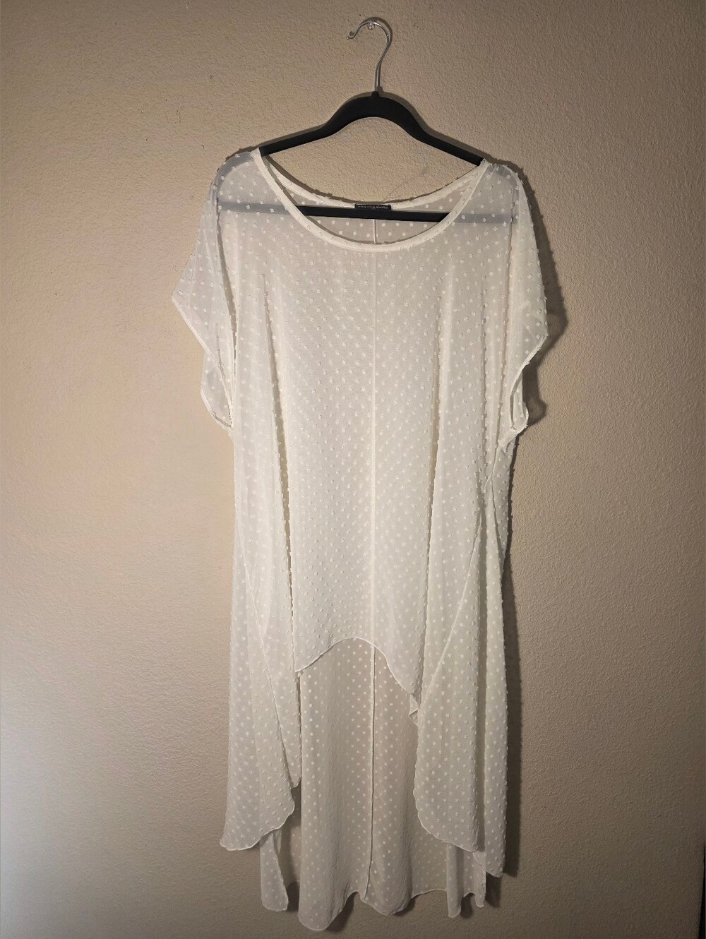 Lightweight White Swiss Dot High-Low top/dress